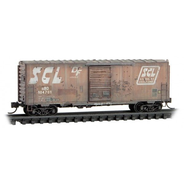 40' Single-Door Boxcar No Roofwalk - Seaboard Coast Line SBD 104701 (Weathered) - 07344550 : N