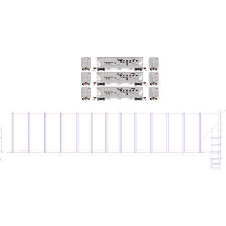 PS-2 4427 3-Bay Covered Hopper Denver & Rio Grande Western D&RGW 15364, 15310, 15377 (3-pack) - 25453 : N