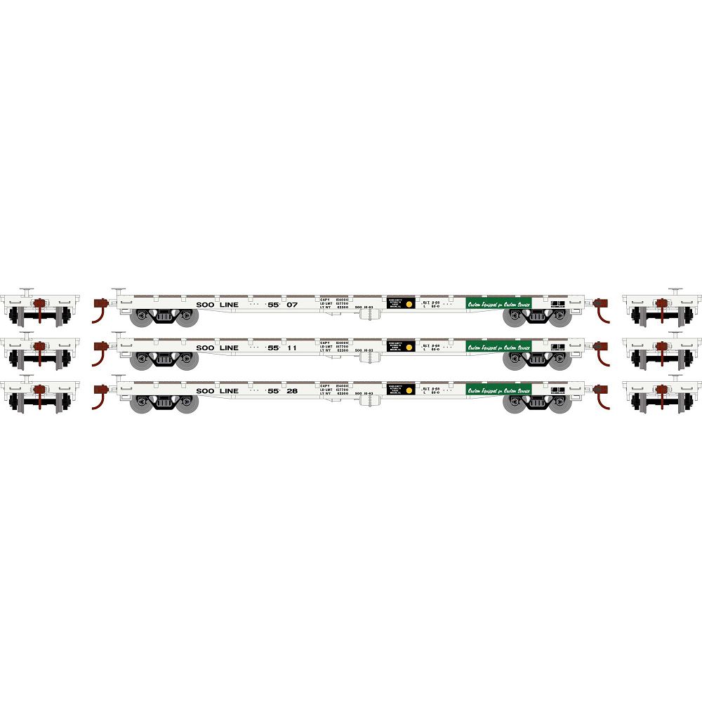 60' Flatcars, SOO (3-pack) - 98084 : HO