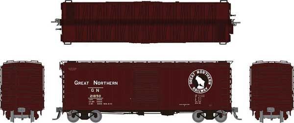 40' 12-Panel Boxcar w/Early Improved Dreadnaught Ends - Great Northern - 155001A : HO