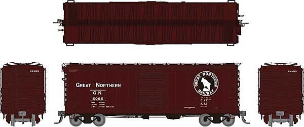 40' 12-Panel Boxcar w/Late Improved Dreadnaught Ends - Great Northern - 155005A : HO