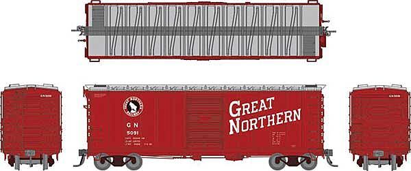 40' 12-Panel Boxcar w/Late Improved Dreadnaught Ends - Great Northern - 155006A : HO