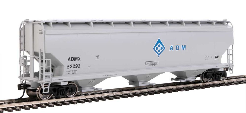 60' NSC 5150 3-Bay Covered Hopper - Archer-Daniels-Midland ADMX 52293 - 7714 : HO