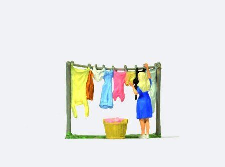 Laundry Day, Woman w/ Clothes Line - 28110 : HO