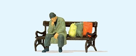 Homeless Man on Bench - 29094 : HO