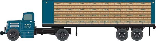 White WC22 Tractor Bottle Trailer Set - Peoples Beer (blue) - 31198 : HO