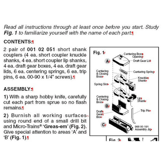 Short Shank 2004 Body Mount Knuckle Coupler Conversion Kit for Kato Dash 9/SD40-2 - 00102051 : N