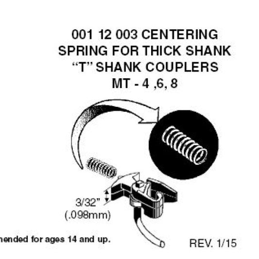 Replacement N-3 Centering Springs For Mt-4 Mt-6 Mt-8 "T" Shank Couplers - 00112003 : N