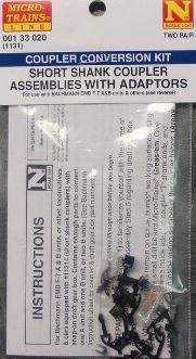 Short Shank Coupler Conversion Kit 1131 w/Adapters for Bachmann F7 Truck Mount - 00133020 : N