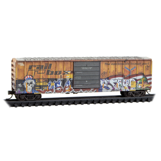 50’ Single Door Rib Side Box Car without Roofwalk Weathered Railbox - 025144011 : N