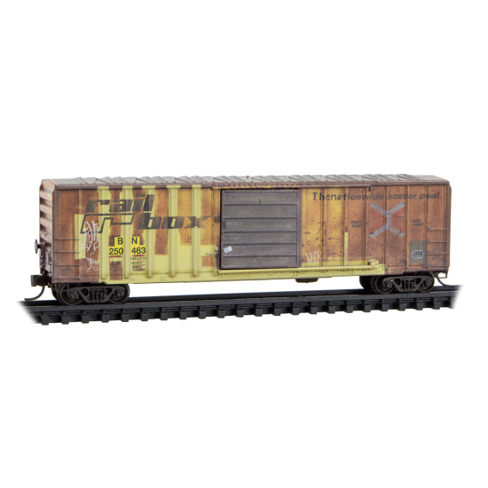 50’ Single Door Rib Side Box Car without Roofwalk, Weathered Burlington Northern ex-Railbox - 025144019 : N
