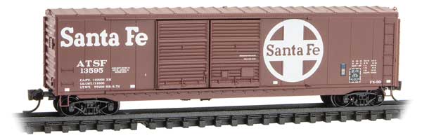 50' Double-Door Boxcar w/Wood Load No Roofwalk Santa Fe 13595 - 03700121 : N