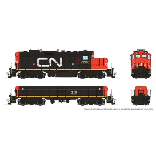 GP9rm Mother+Slug (DC/DCC/Sound): CN - Early: #7230 + #216 - 41513 : HO