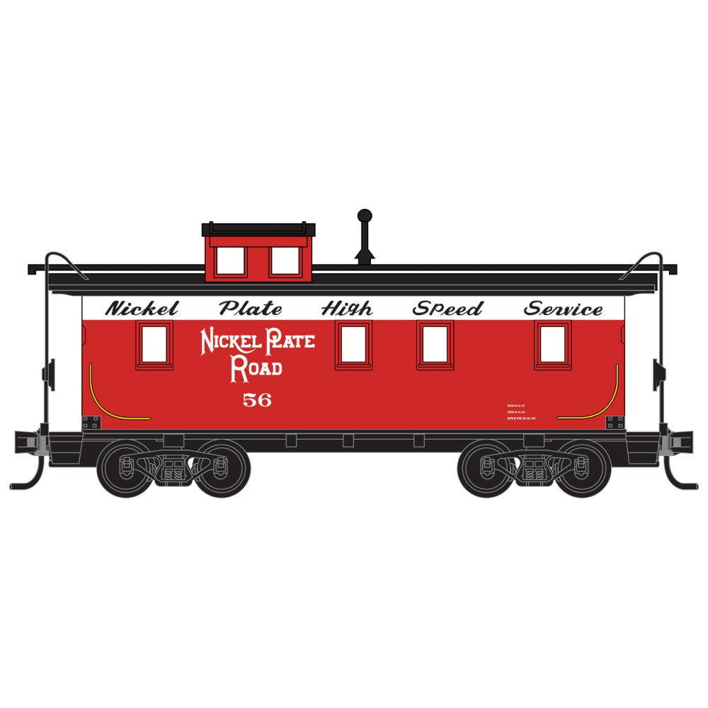 34' Wood-Sheathed Caboose with Straight Cupola - Ready to Run -- Nickel Plate Road #56 - 05100360 : N