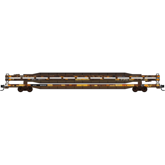 89’ TOFC Flat Car TTX Weathered w/ Wrecked Flat Cars Load Kit - 071144891 : N