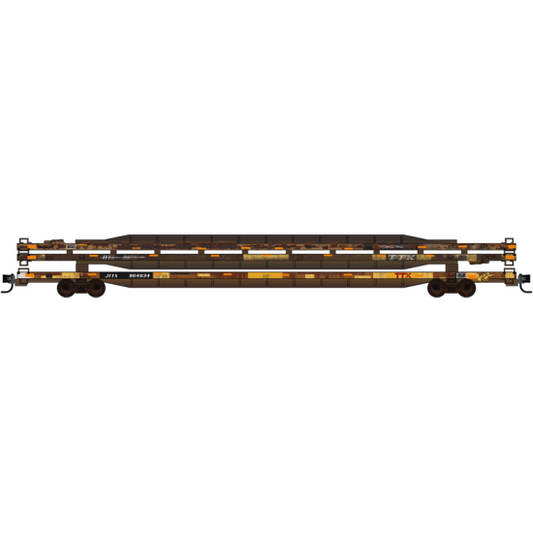 89’ TOFC Flat Car TTX Weathered w/ Wrecked Flat Cars Load Kit - 071144891 : N