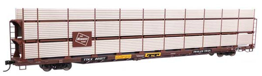 89' Flatcar w/Tri-Level Shielded Auto Rack Milwaukee Road TTKX 801577 - 8317 : HO