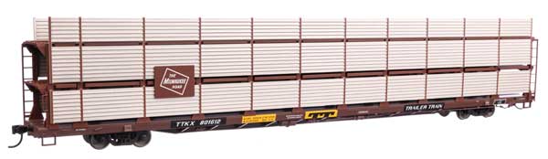 89' Flatcar w/Tri-Level Shielded Auto Rack Milwaukee Road TTKX 801612 - 8320 : HO