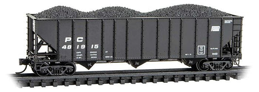 100-Ton 3-Bay Ribside Open Hopper w/Coal Load - Ready to Run -- Penn Central #481915 - 10800660 : N