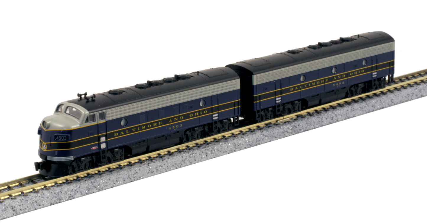 EMD F7 A-B Set - Baltimore & Ohio 4503 5493, w/LocSound 106-0428LS N Scale