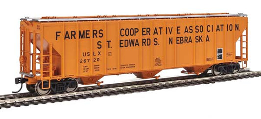 55' Evans 4780 Cubic Foot 3-Bay Covered Hopper Farmers Co-op Association USLX 26720  - 106158 : HO