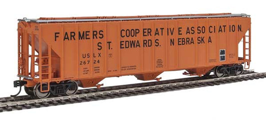 55' Evans 4780 Cubic Foot 3-Bay Covered Hopper Farmers Co-op Association USLX 26724 - 106160 : HO