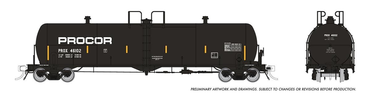 Procor 20K gal Tank Car: PROX - Late Repaint: Single Car - 135026A : HO