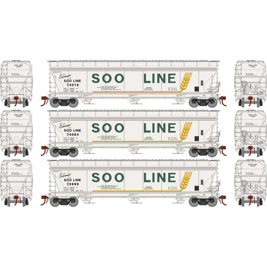 ACF 4600 3-Bay Centerflow Hopper, SOO Line (3-pack) - G15439 : HO