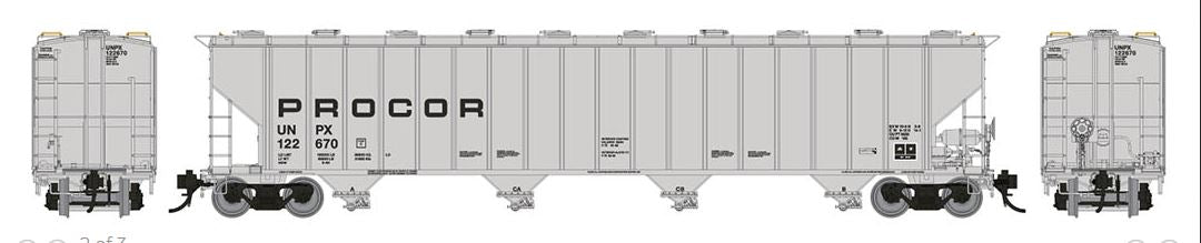 Procor 5820 4-Bay Covered Hopper: UNPX - 157005A : HO