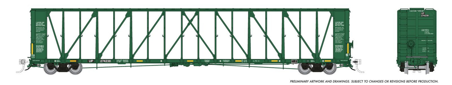 NSC 73' Centerbeam Flatcar - Union Pacific - Green / Patchout: Single Car - 174016A : HO