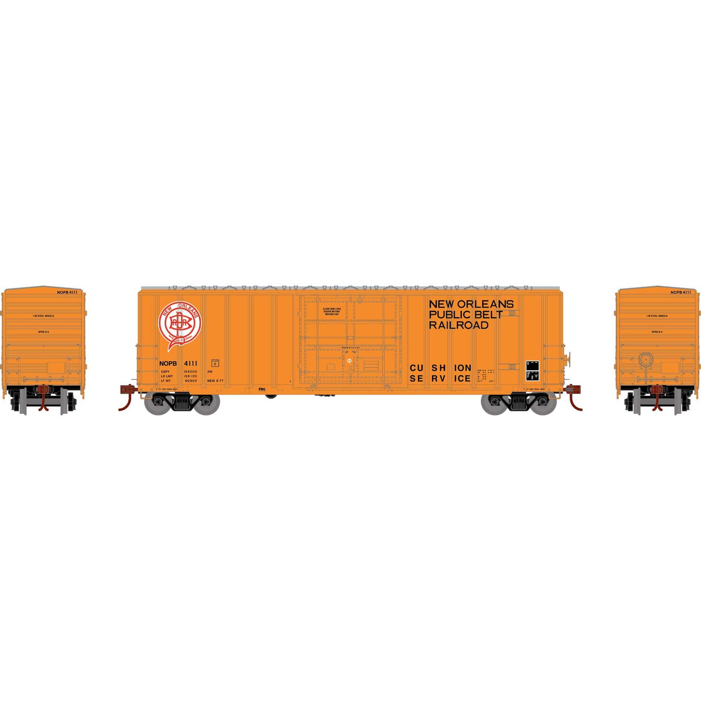 50' FMC 5327 Plug Door Boxcar New Orleans Public Belt NOPB 4111 - 18682 : HO