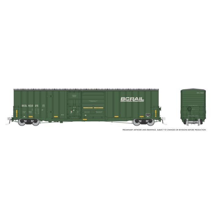 Trenton Works 6637cuft boxcar: BC Rail - faded w/conspicuity stripes: Single Car #2 - 191004A : HO