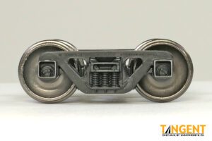 100-ton Plain bearing truck W/ R/B conversion option 36” all metal blackened semi-scale tread wheels. (.088”) - 2038 : HO