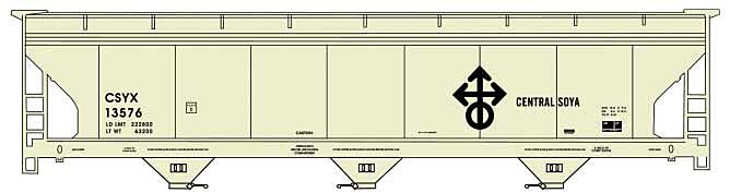 ACF 47' 3-Bay Center-Flow Covered Hopper Kit Central Soya CSYX #13576 - 2119 : HO
