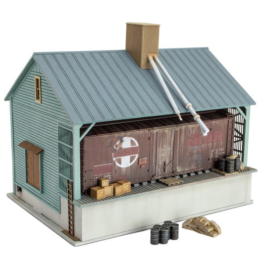 Grain Storage Building w/40' Boxcar -- Kit - Unpainted Structure - 90056010 : HO