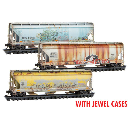 ACF 3-Bay Center Flow Covered Hopper w/Hatches 3-Pack - Ready to Run -- First Union Rail Leasing - 98305083 : N