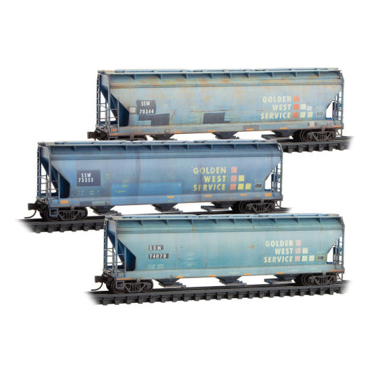 3-Bay Covered Hoppers Union Pacific® ex-SSW ex-GWS Weathered 3-Pack - 98305092 : N