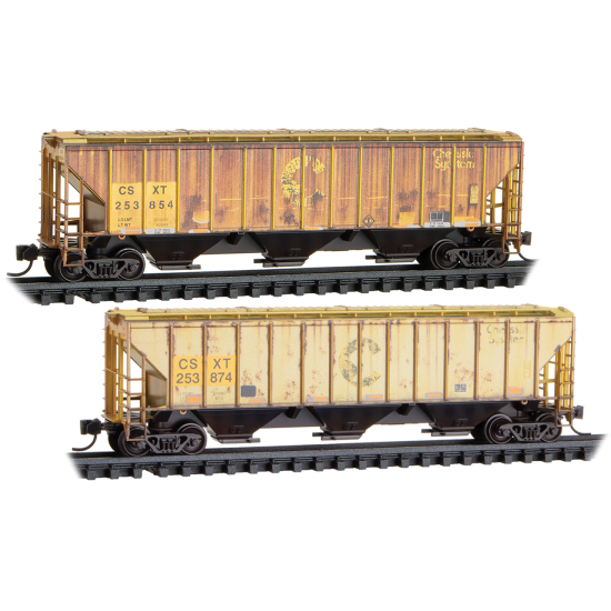 3-Bay Covered Hoppers CSX® Weathered 2-Pack - 98305096 : N