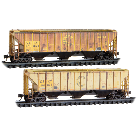 3-Bay Covered Hoppers CSX® Weathered 2-Pack - 98305096 : N