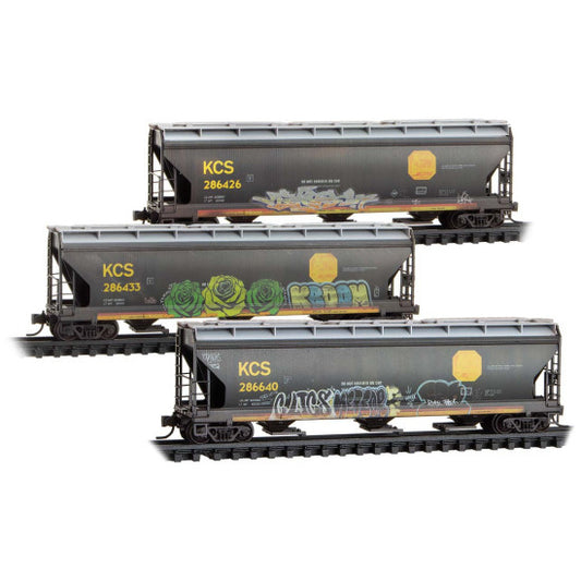 3-Bay Covered Hoppers KCS Weathered 3-Pack - 98305097 : N