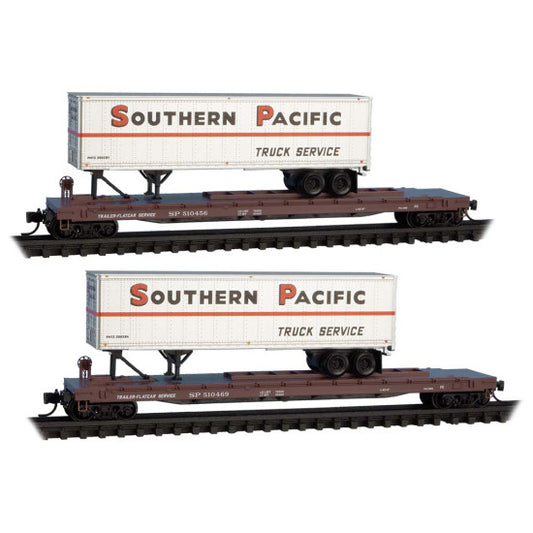 57' Converted TOFC Flatcars Southern Pacific® 2-Pack with Trailers #2 - 98302280 : N