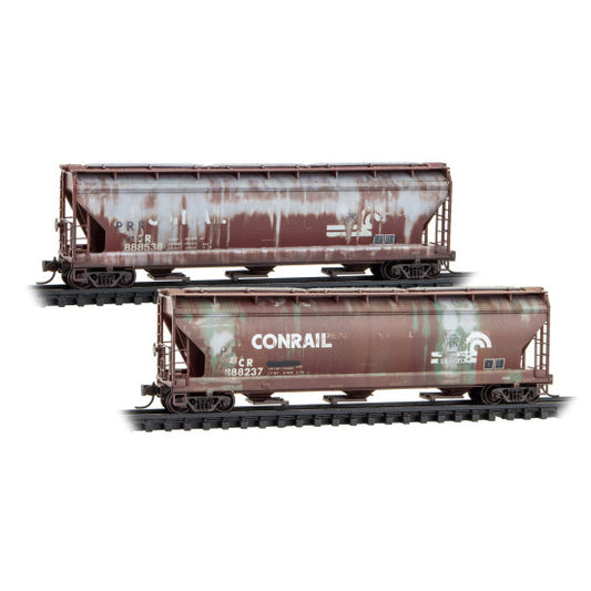 3-Bay Covered Hoppers Conrail ex-Pennsylvania Weathered 2-Pack - 98305102 : N