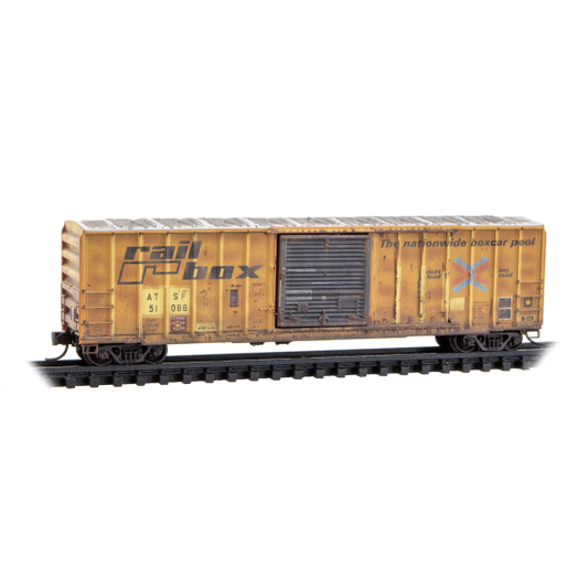 50' Standard Boxcar ATSF ex-Railbox Rd# 51088 – Railbox Repatch #10 - 02544446 : N