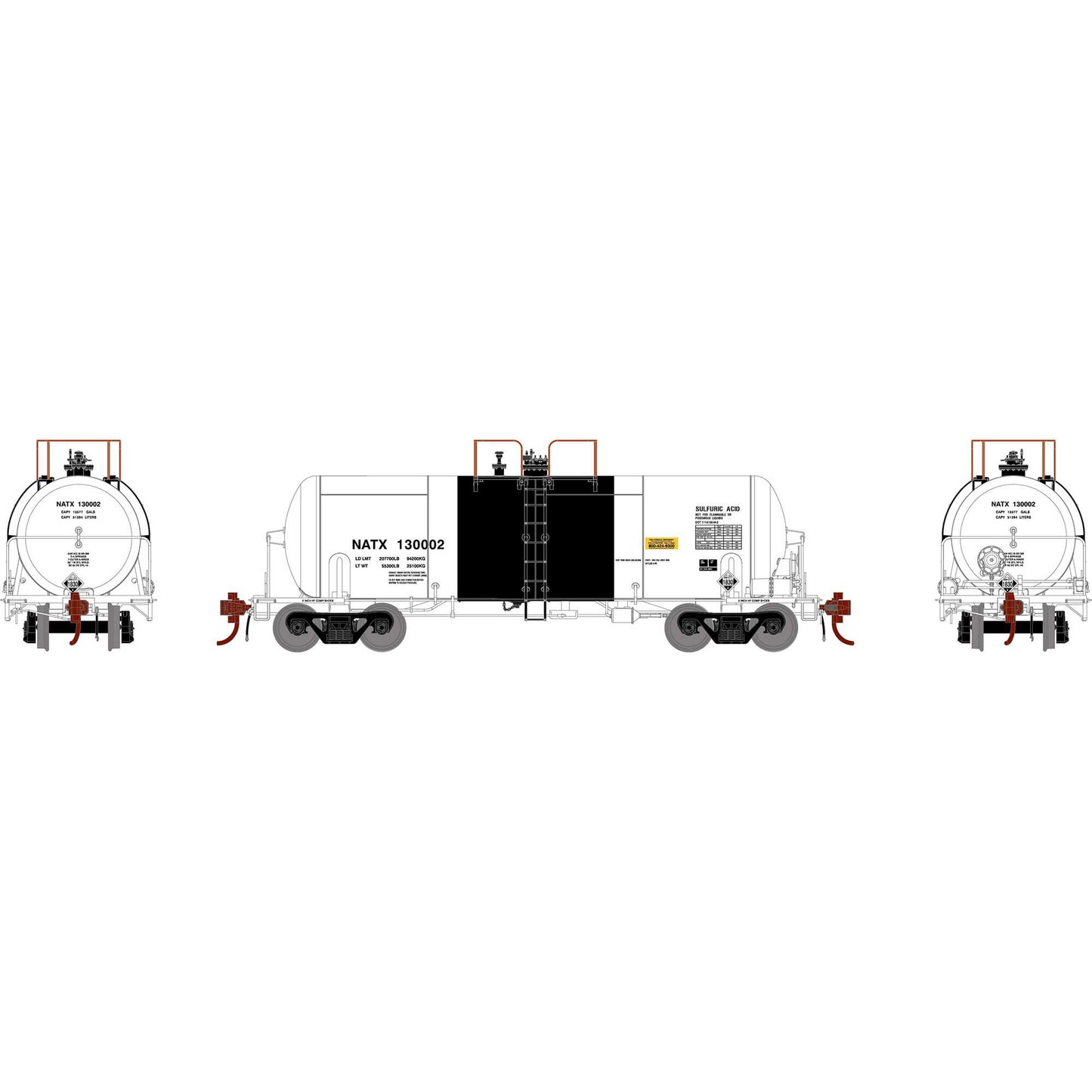 13600 Gal Acid Tank Car NATX-G25751 : HO