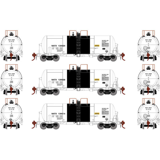 13600 Gal Acid Tank Car NATX, 3-Pack-G25754 : HO