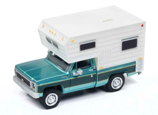 1977 Chevy Truck w/Camper Green/Lt. Green - 30672 : HO