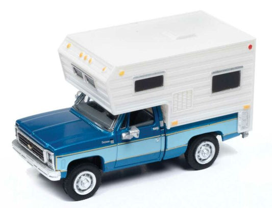 1977 Chevy Truck w/Camper Blue/Lt. Blue - 30674 : HO