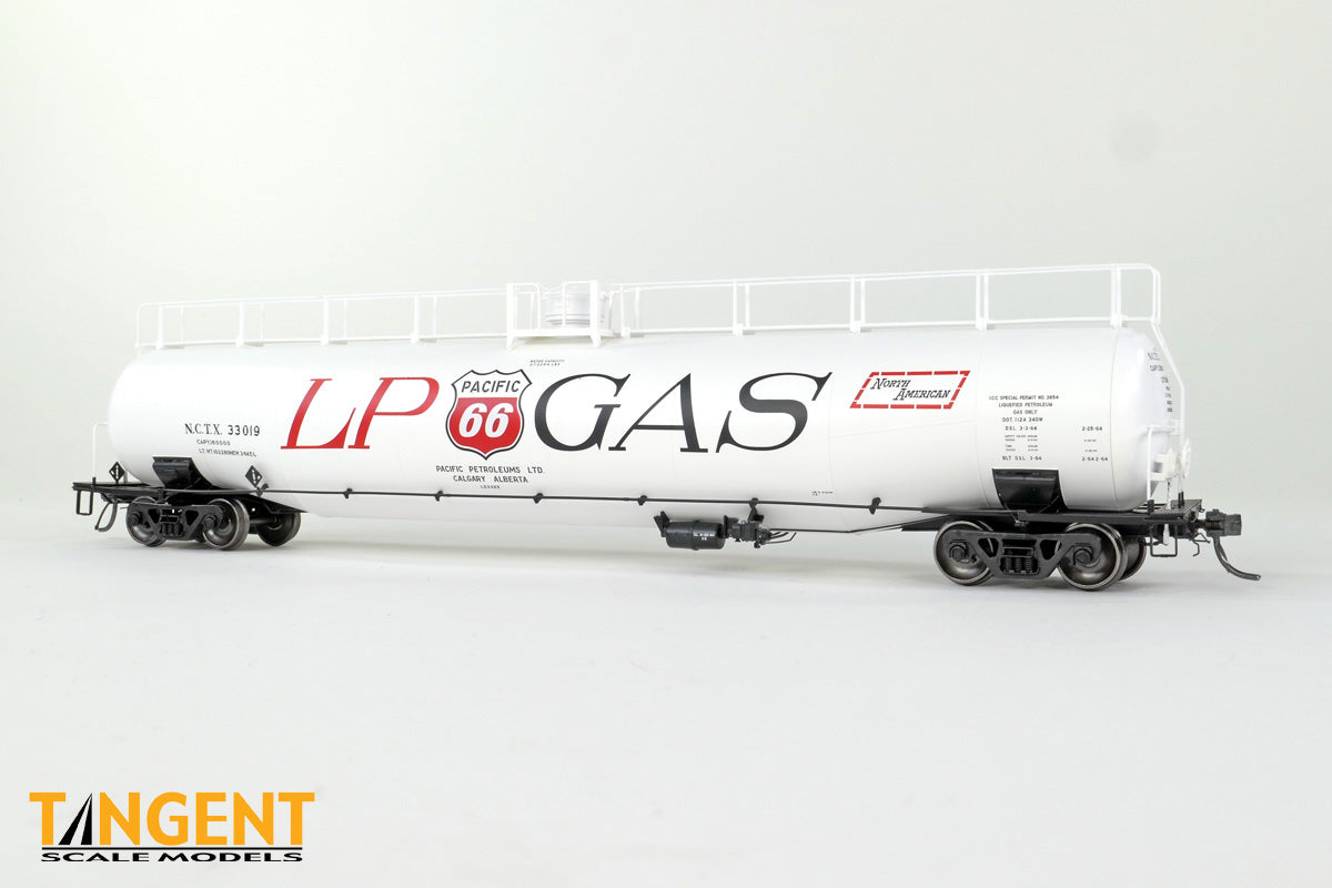 NCTX “Pacific 66 Calgary AB 1964” NACC 1963 Design 33,000 Gallon Dual Diameter LPG/AA Tank Car #33013- 3116101 : HO
