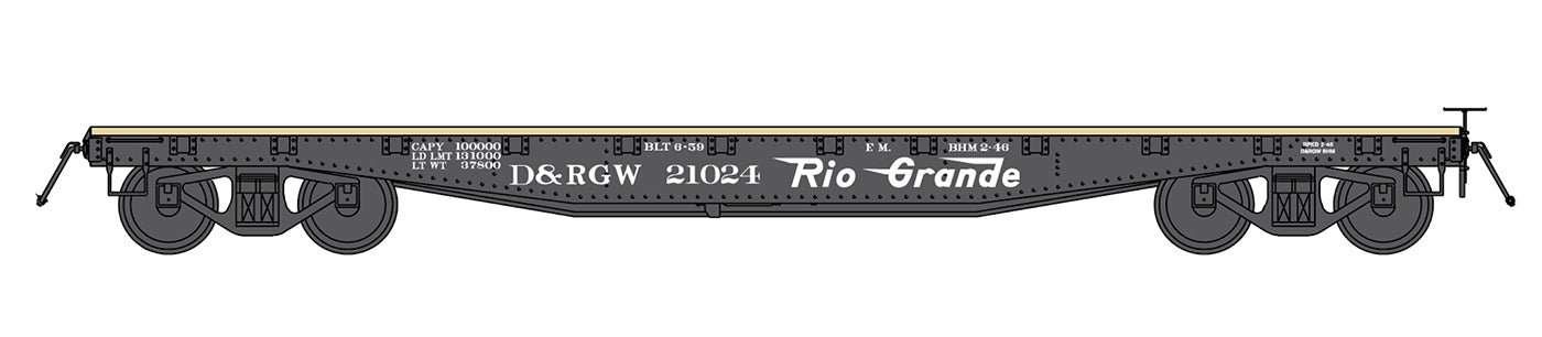 42 FT Fishbelly Flat Car Denver & Rio Grande Western - 32302 : HO