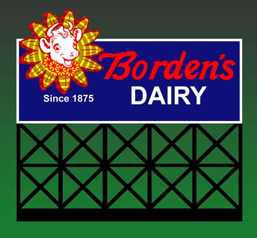 Borden's Dairy Billboard, Animated Neon Style Sign Kit - 1052 : HO